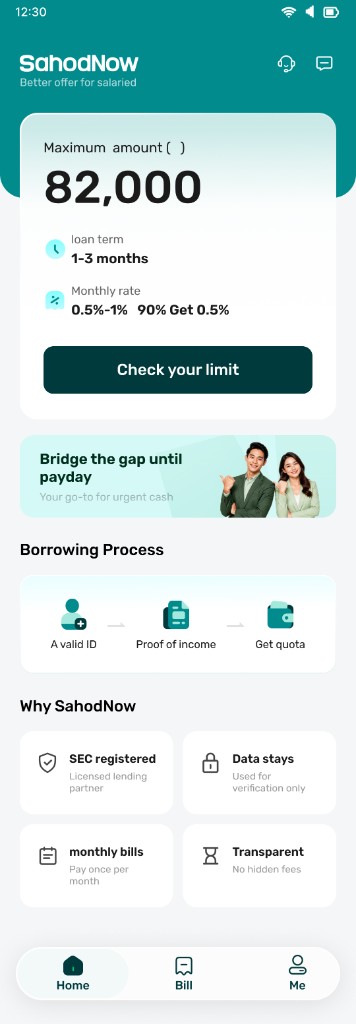 SahodNow app home