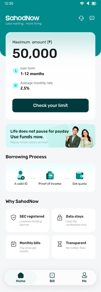 SahodNow app home